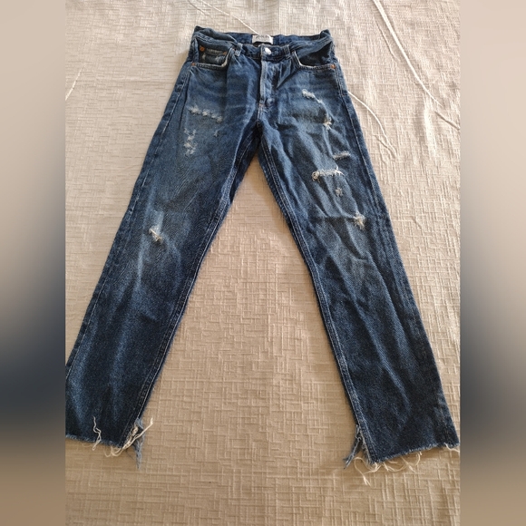 AGOLDE Feel Good Jamie Jeans Women's Size 24 Distressed Raw Slit Hem A073-778 - Picture 1 of 13